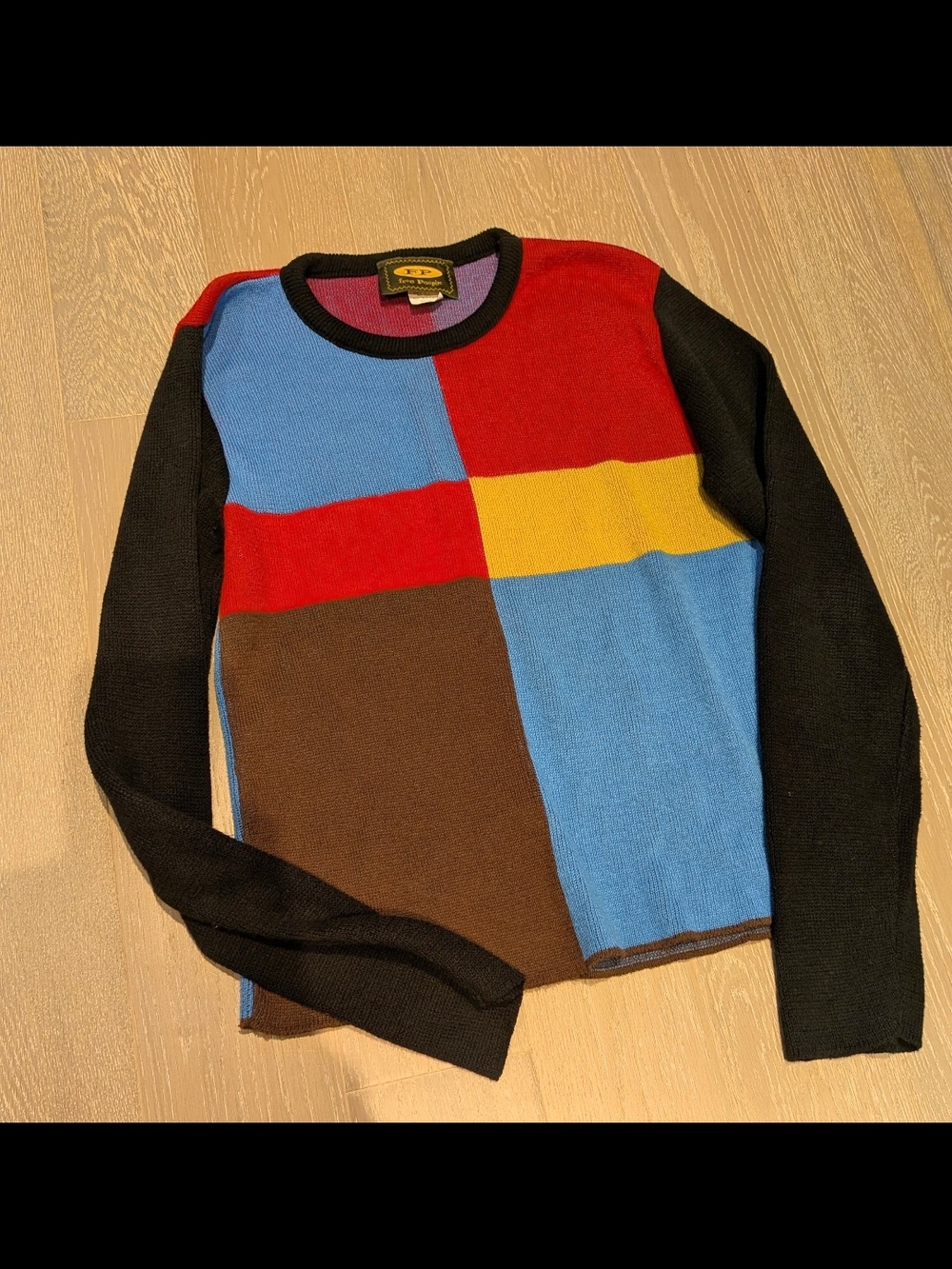 Vintage Free People Colorblock Crewneck Sweater